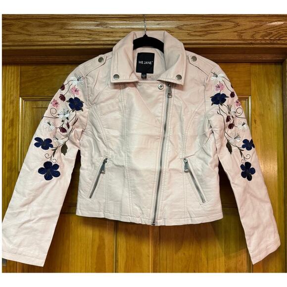 Me Jane Moto Jacket with Embroidered Flowers on Sleeve GIRLS SIZE 14 - Picture 3 of 9
